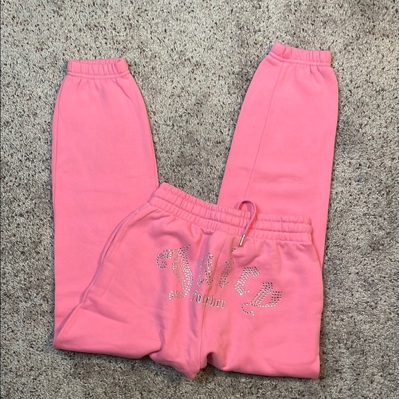 Juicy‎ Couture by Forever 21 Pink High Rise Bling Juicy Forever Joggers Small - Picture 1 of 7